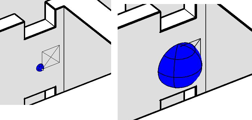 A sphere intersecting a wall