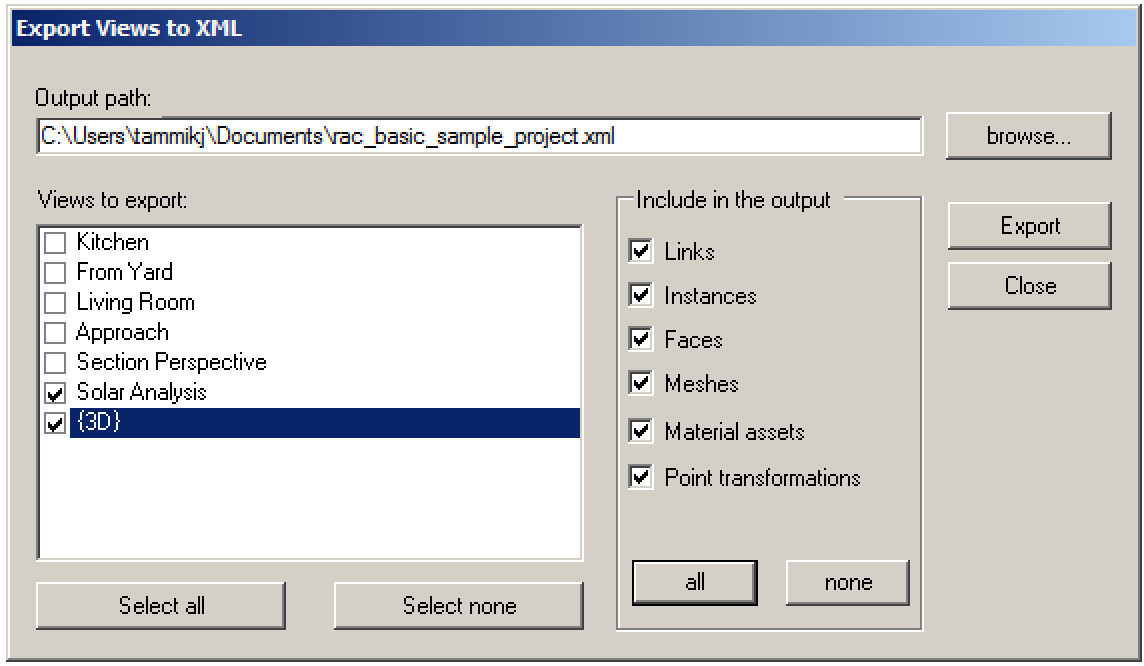 Custom exporter options