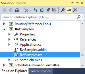 RvtSamples add-in manifest and input text file
