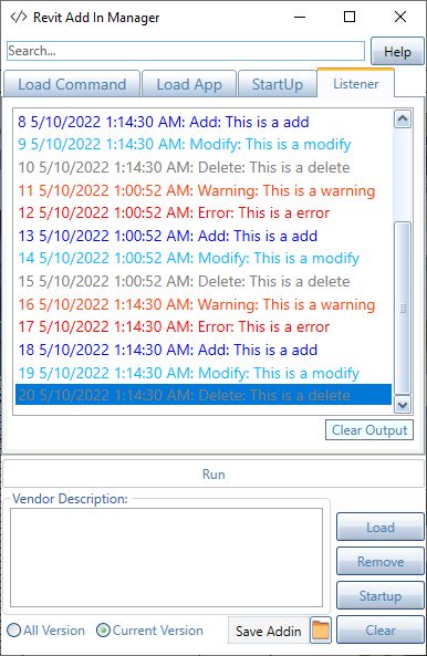 Add-in manager with debug trace