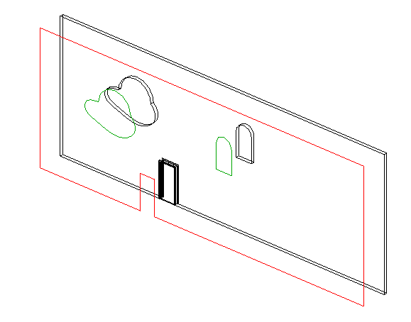 Wall elevation profile with arced window on straight wall