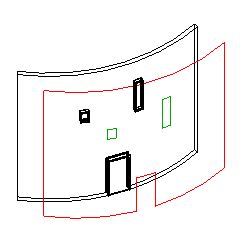Wall elevation profile with rectangular window on cylindrical wall