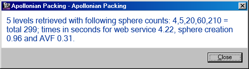 Results of Apollonian packing with five levels