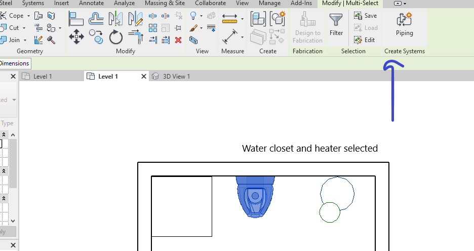 Select elements and click create system