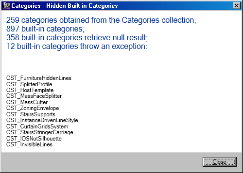 Document and built-in category counts