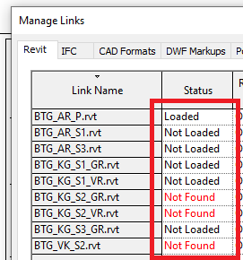 CAD links not loaded