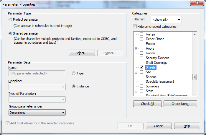 Categories supporting instance parameters