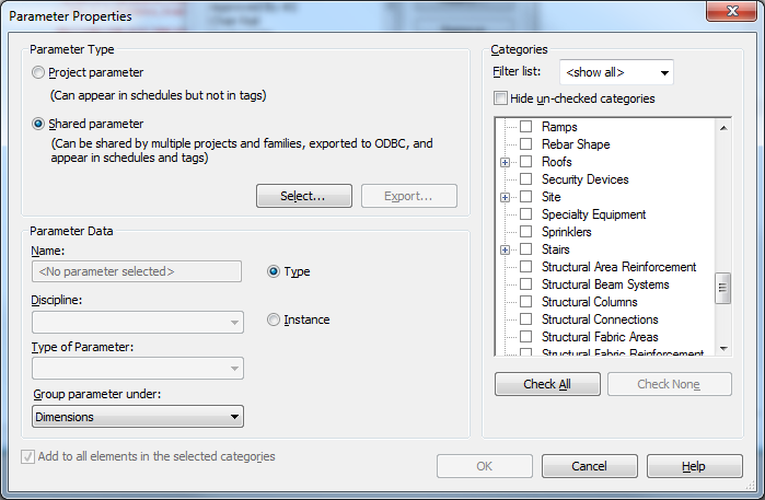Categories supporting type parameters