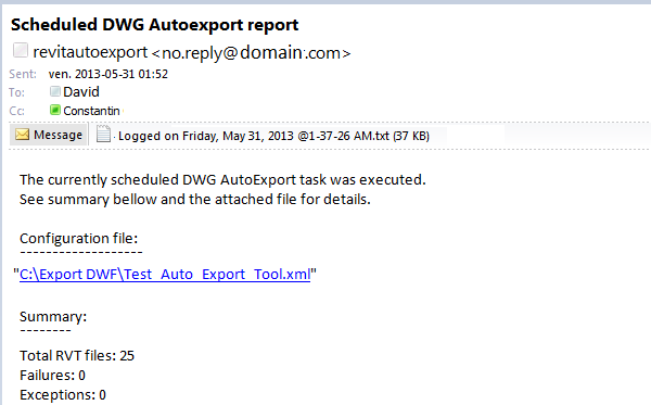 Automated email notification