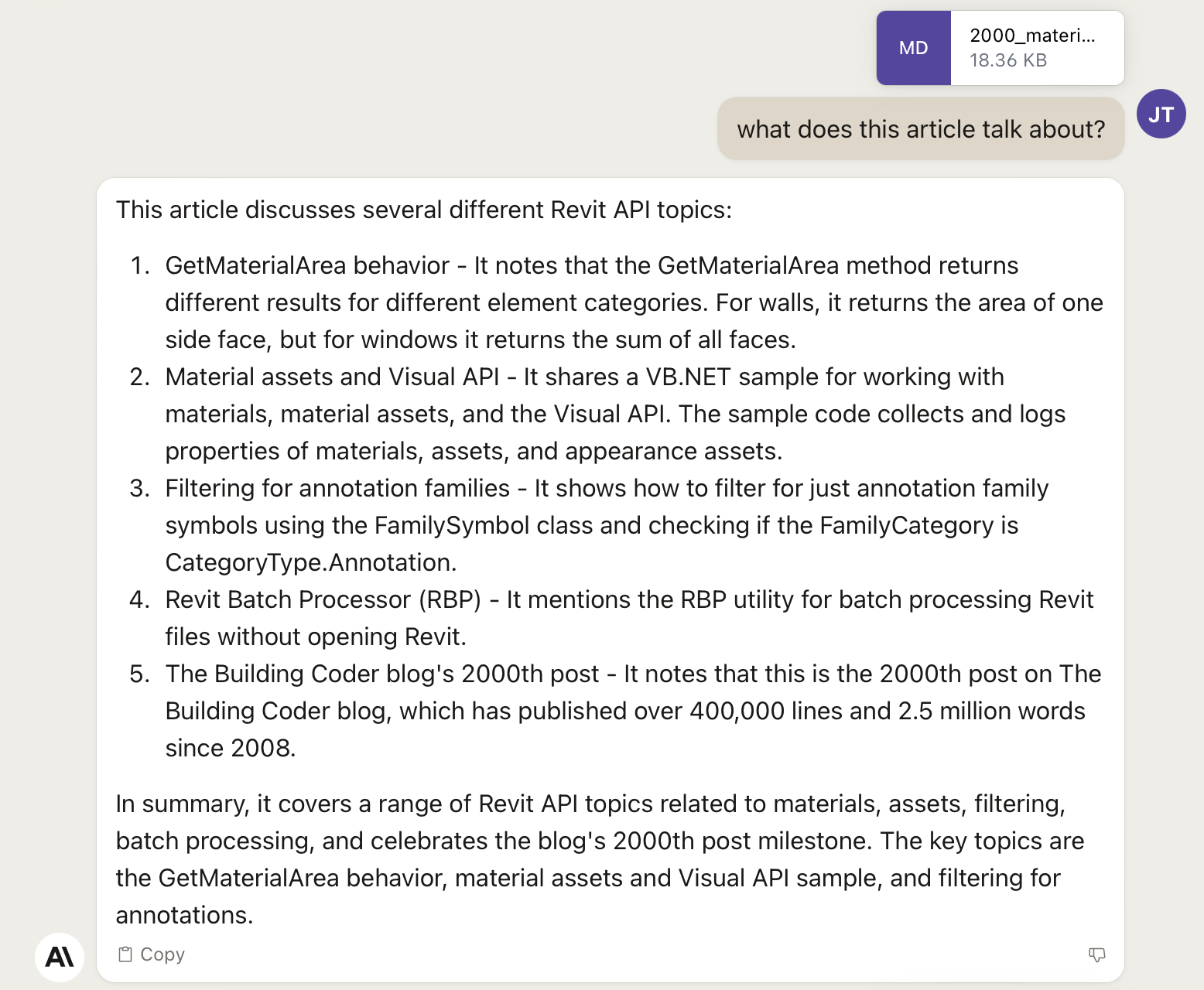 Claude.AI analyses blog post