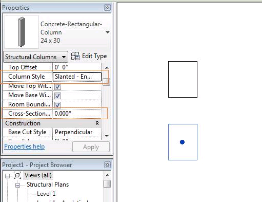 Slanted column properties