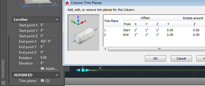 Column trim planes