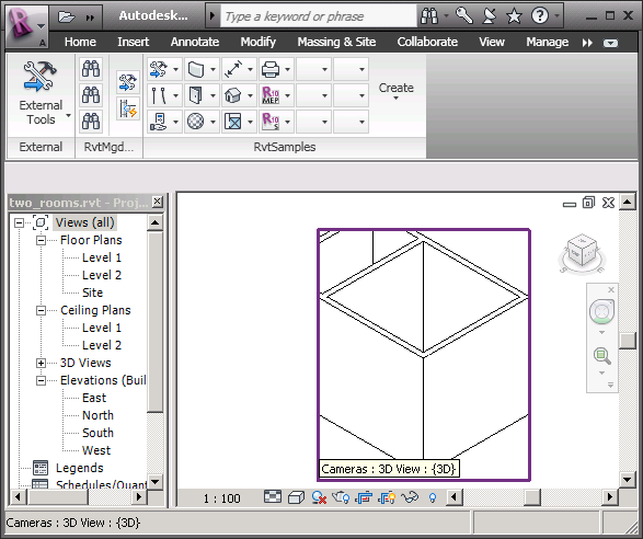 3D view crop box set to first room extents