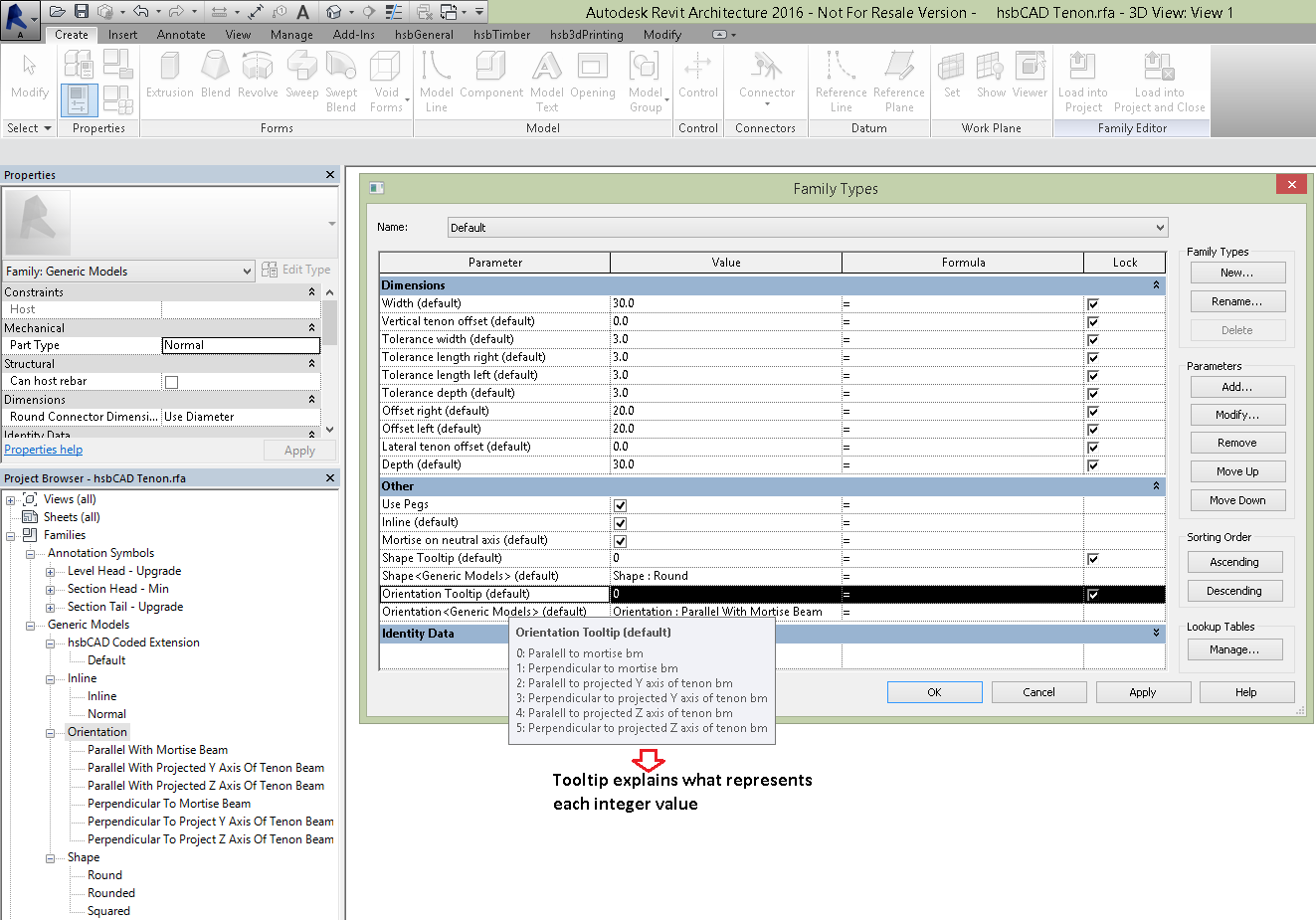 Drop-down parameter enum combo