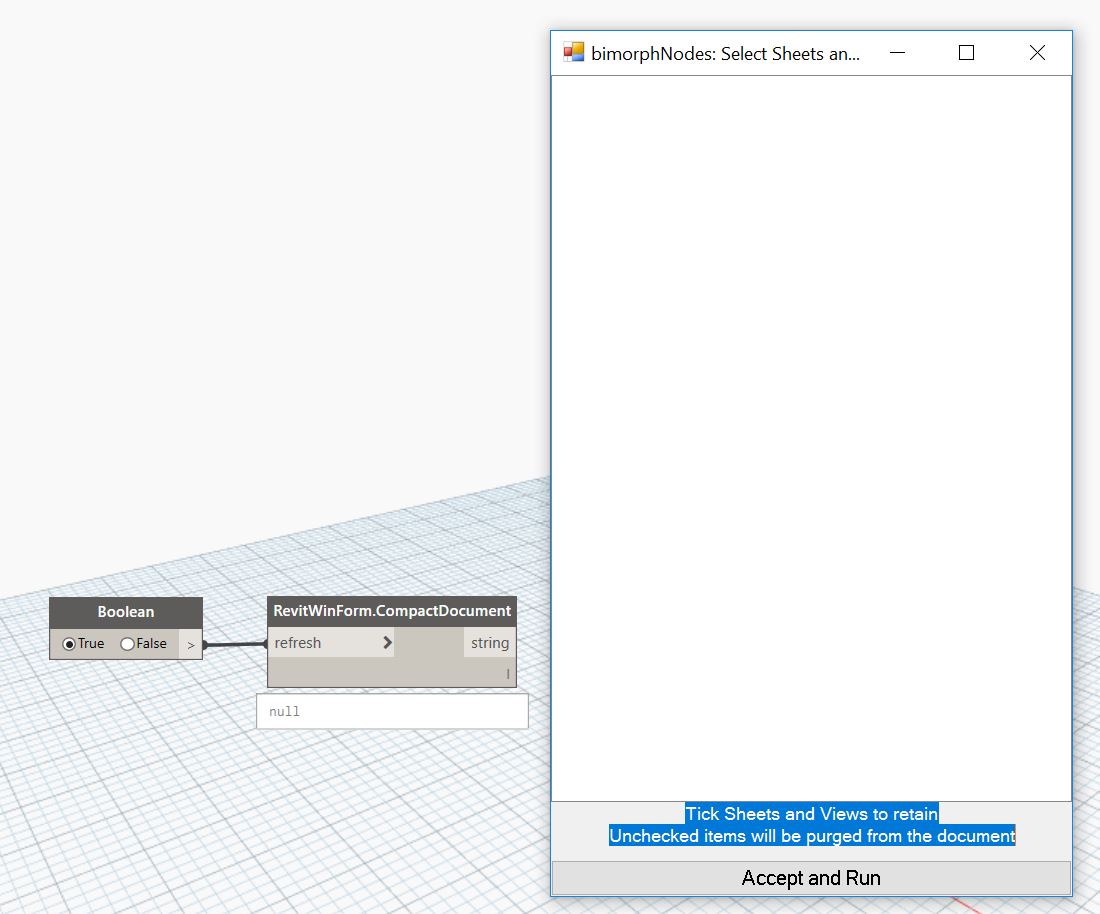 Dynamo node displaying Windows form
