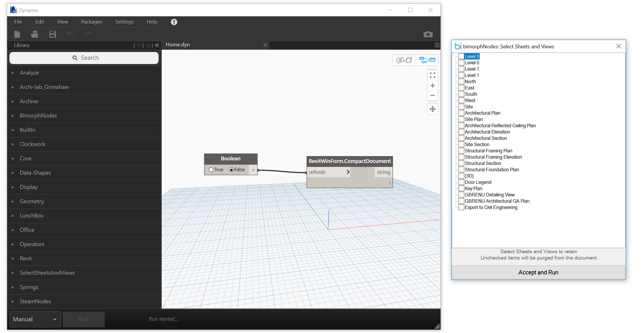 Dynamo displaying Bimorph Windows form
