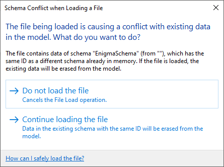 Extensible storage schema conflict