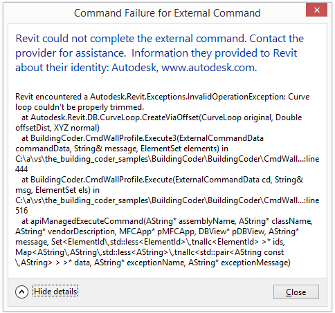 Exception 'curve cannot be trimmed'