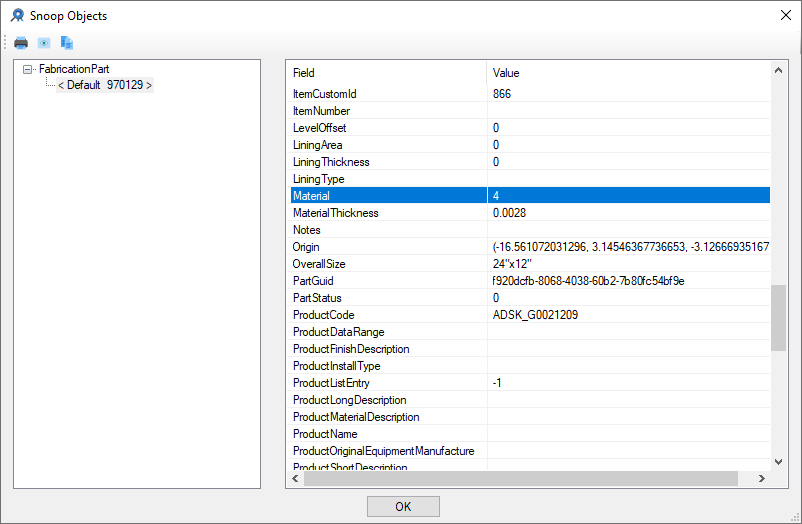 Fabrication part material