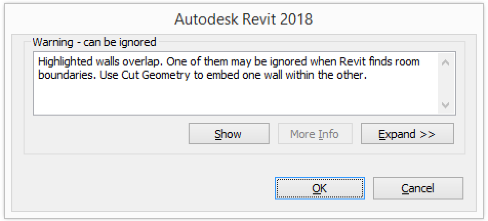 Standard Revit failure message