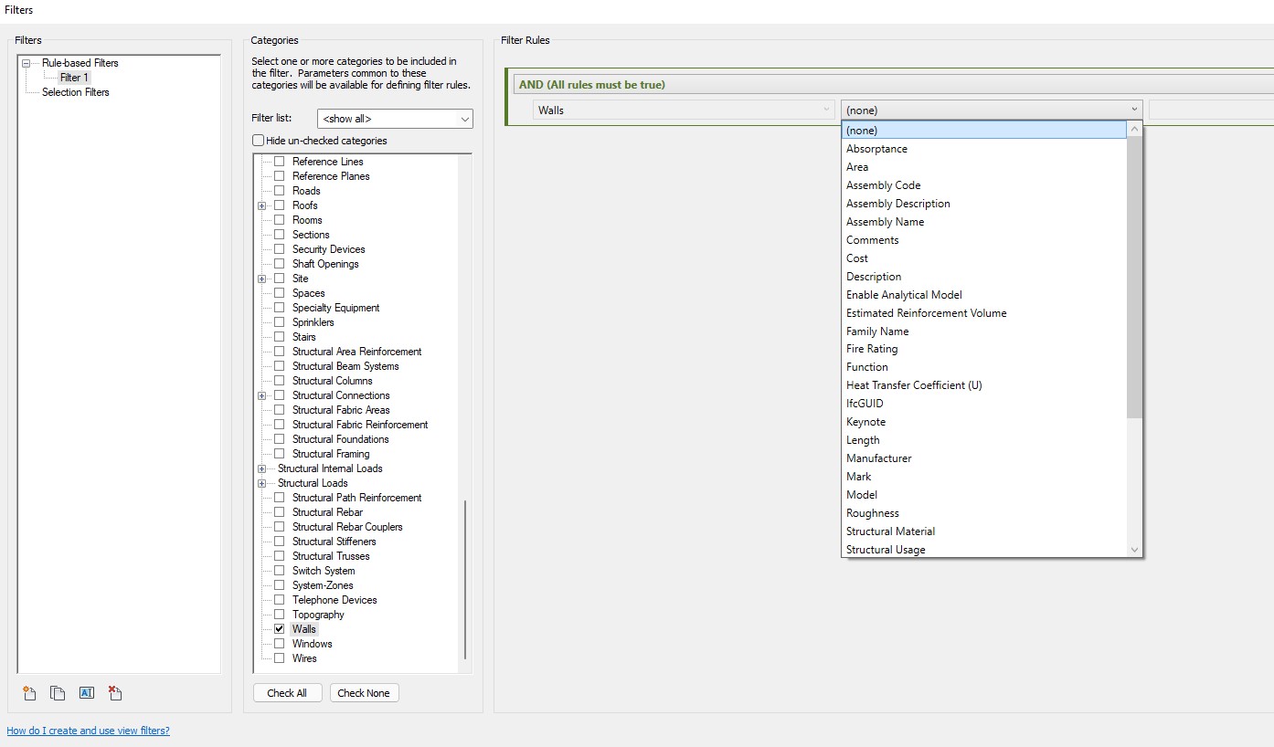 Valid ViewFilter parameters