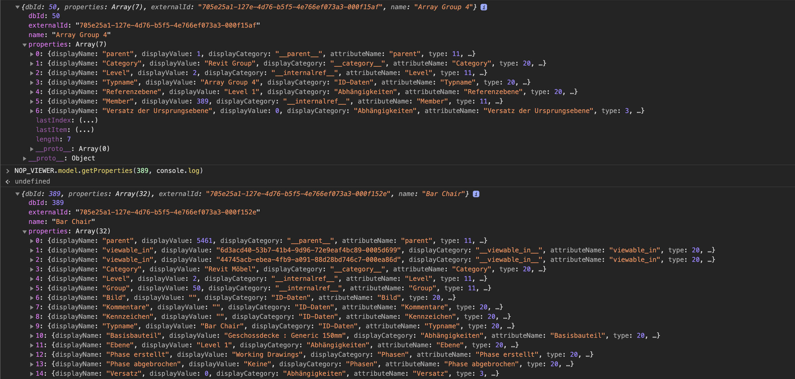 Forge viewer group properties