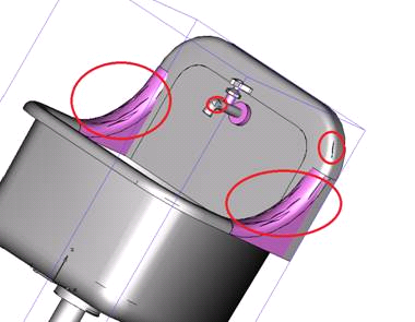 Gaps in shell of sink