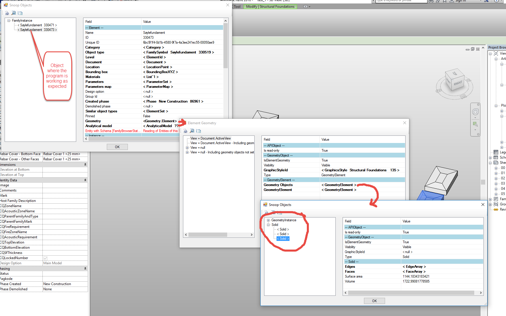 Snooping the family instance geometry