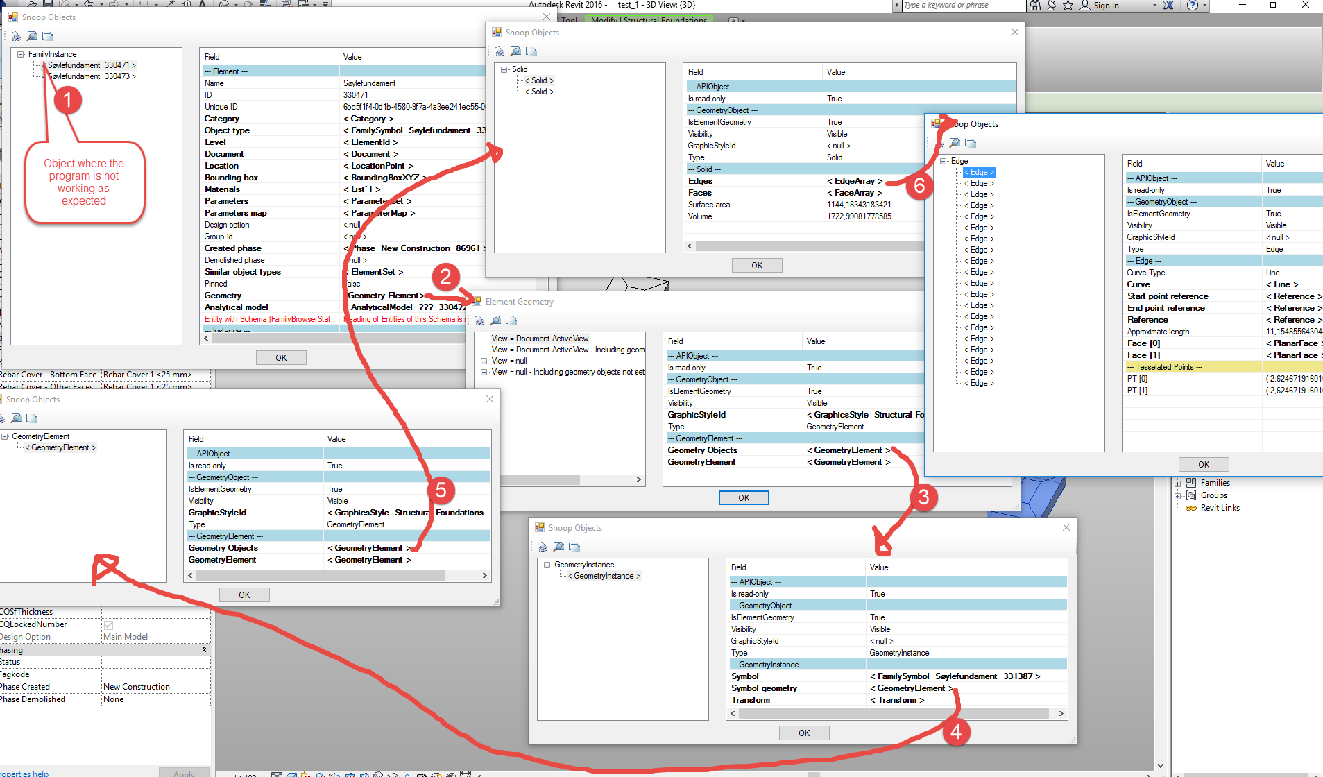 Snooping the family instance geometry