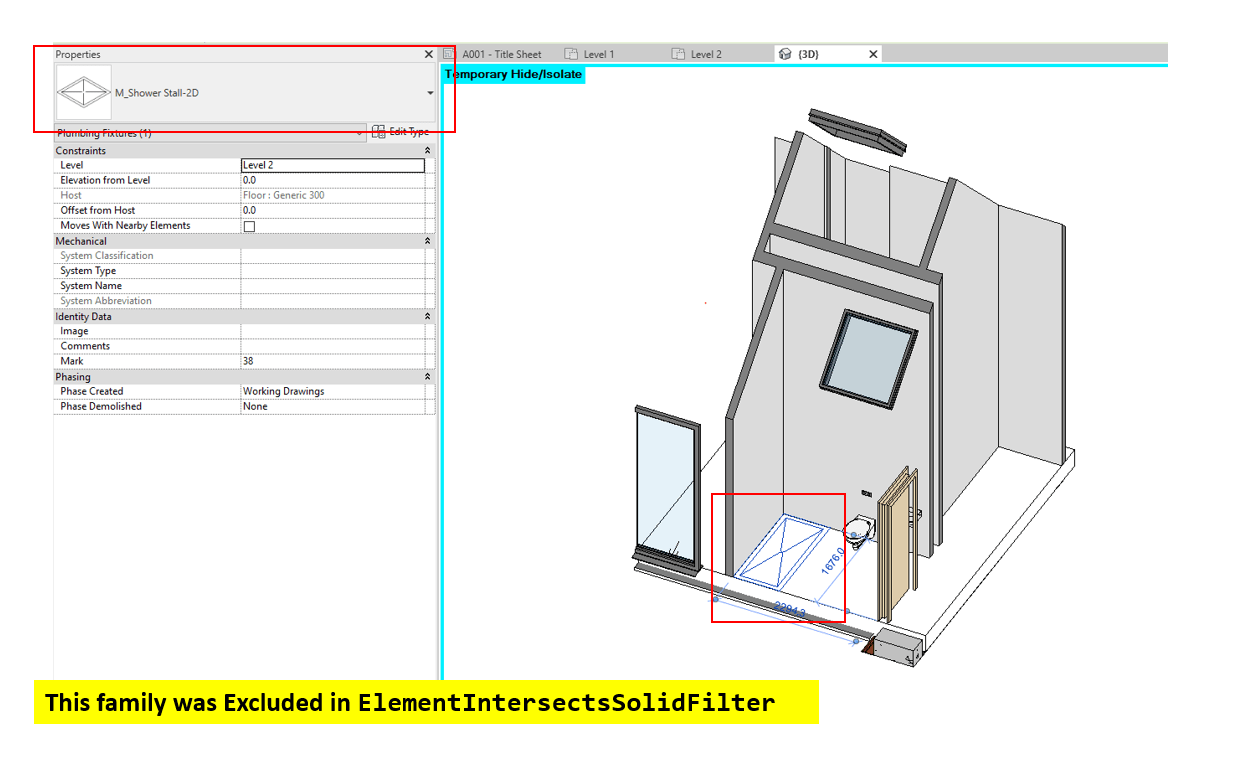 Family instances in room