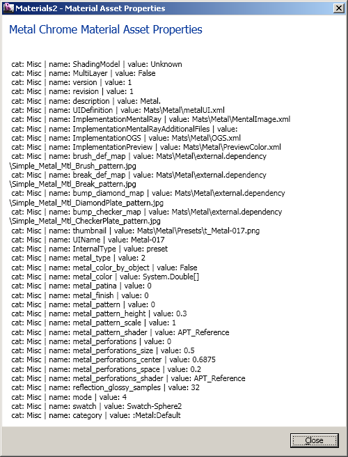 Materials2 asset properties