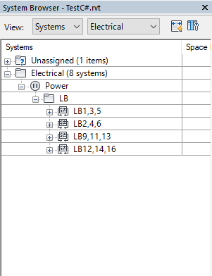 MEP system browser tree view