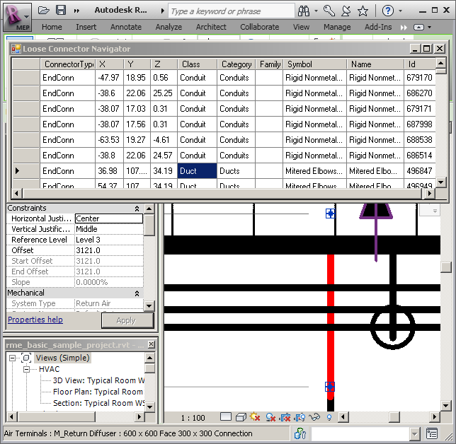 Highlighted element with a loose connector