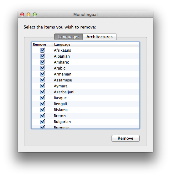 Unused language resources