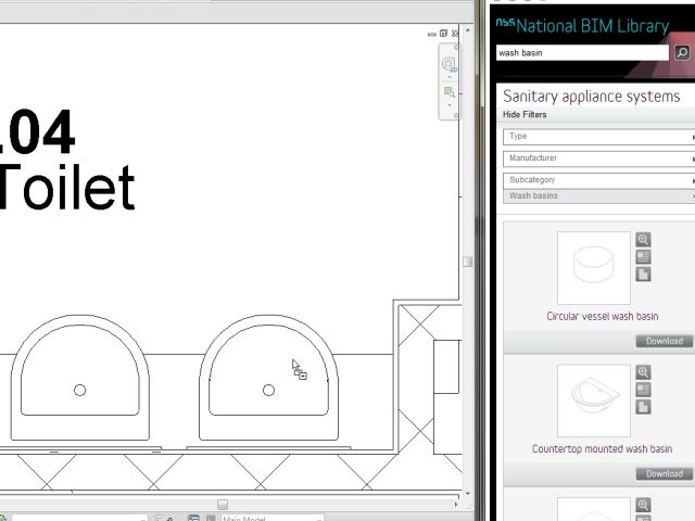 Drag-and-drop support from the National BIM Library