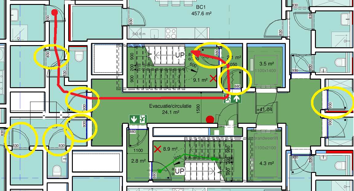 Path of travel doors