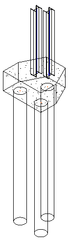Pile cap foundation and columns