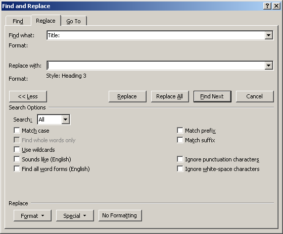 Replace title prefix by paragraph style