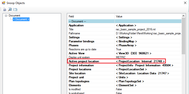 Active project location
