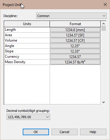 Mixed project units part imperial part metric