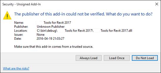 'Security-Unsigned Add-in' message