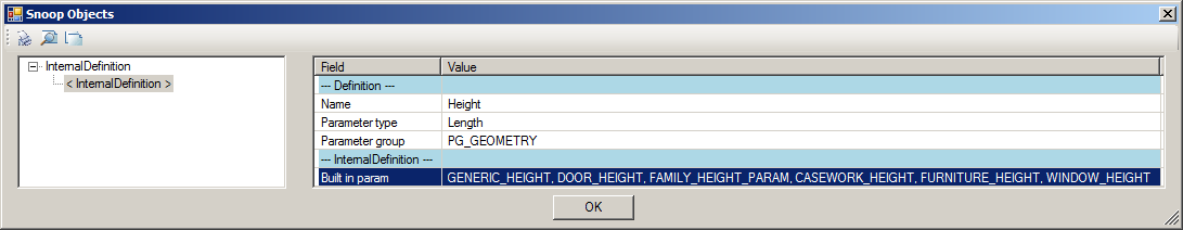 RevitLookup displays all built-in parameter names