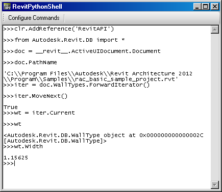 RevitPythonShell console in Revit 2012