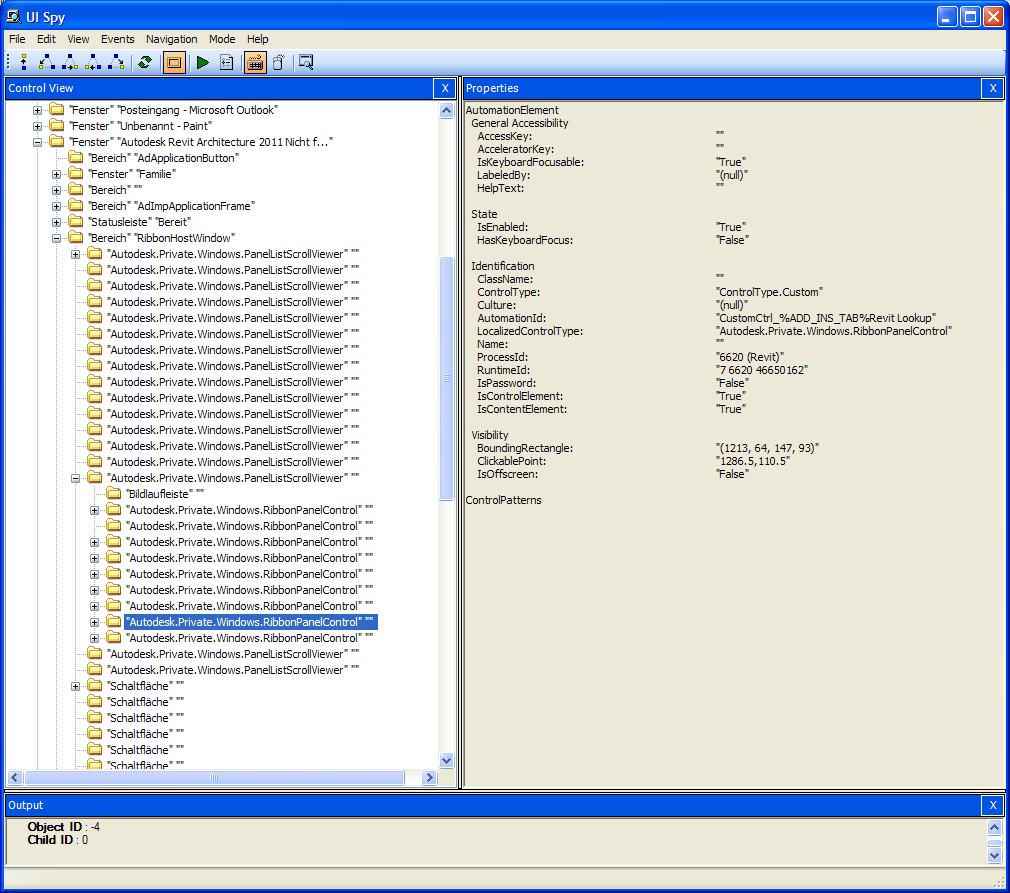 Ribbon panel properties in UISpy