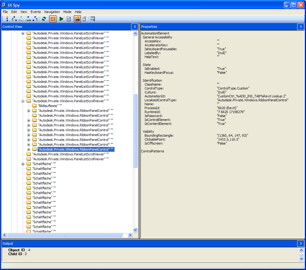 Ribbon panel properties in UISpy