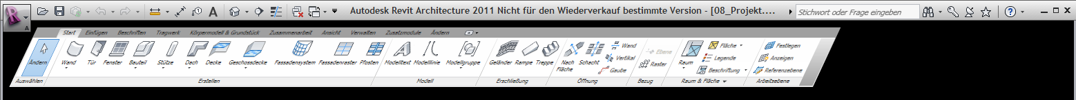 Revit ribbon bar with several concatenated transformations