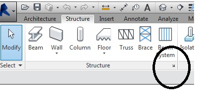 Ribbon settings arrow