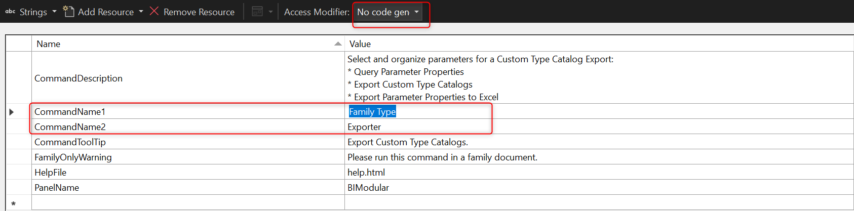 Ribbon panel resource file