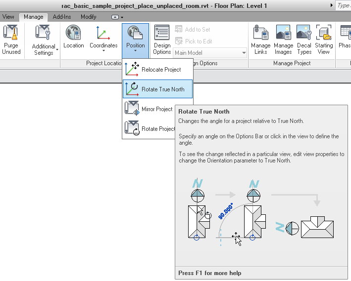 Rotate True North in English