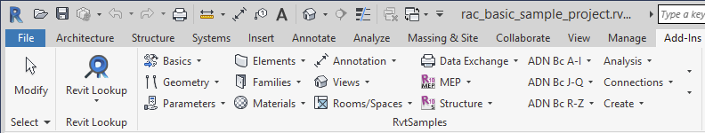 RvtSamples in Revit 2018